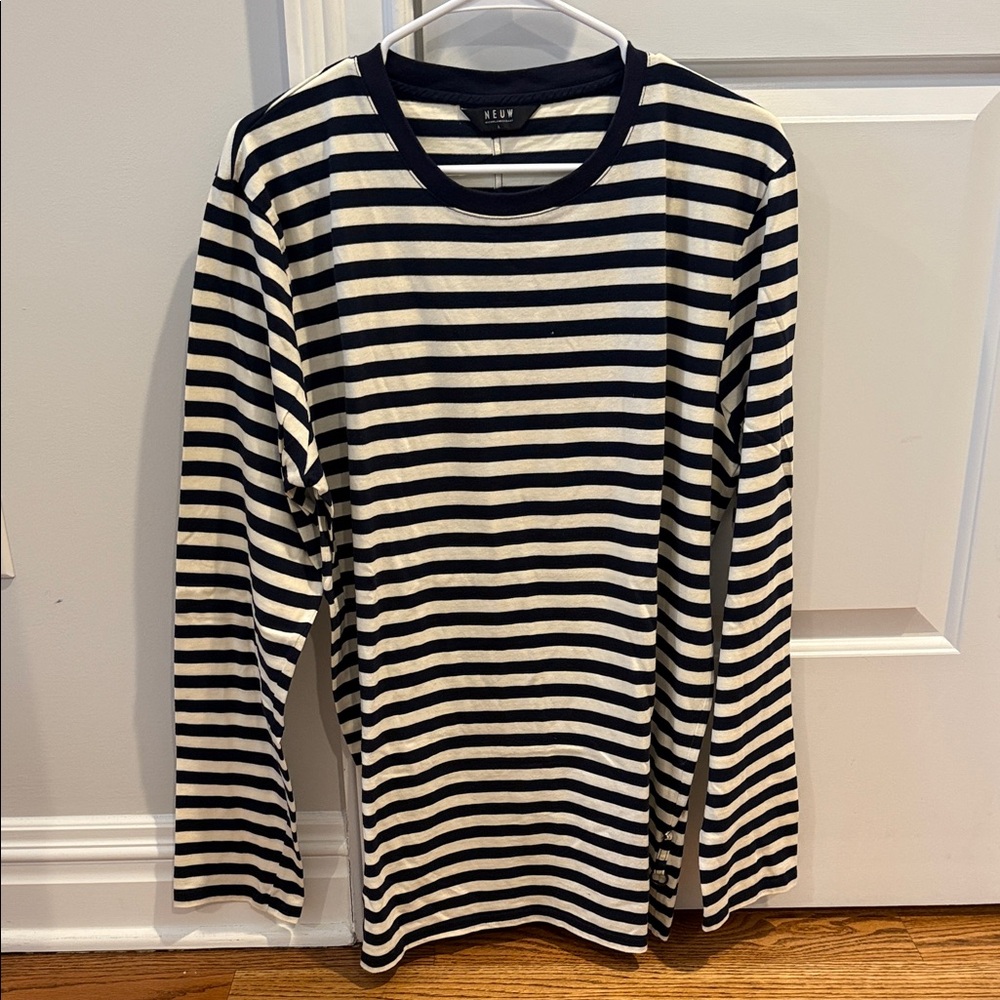 Neuw Nieuamdstraat Men’s Navy Blue Striped Long Sleeve Shirt.